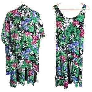 Vintage A.S.Elliot size 14 made in U.S.A. 2 piece tropical dress.